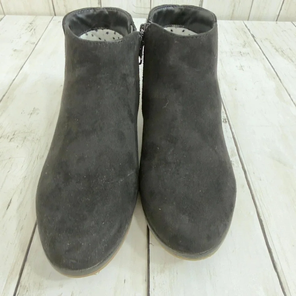 Cat & Jack Girl's Black Faux Suede‎ Ankle Boots Side Zip Size 1